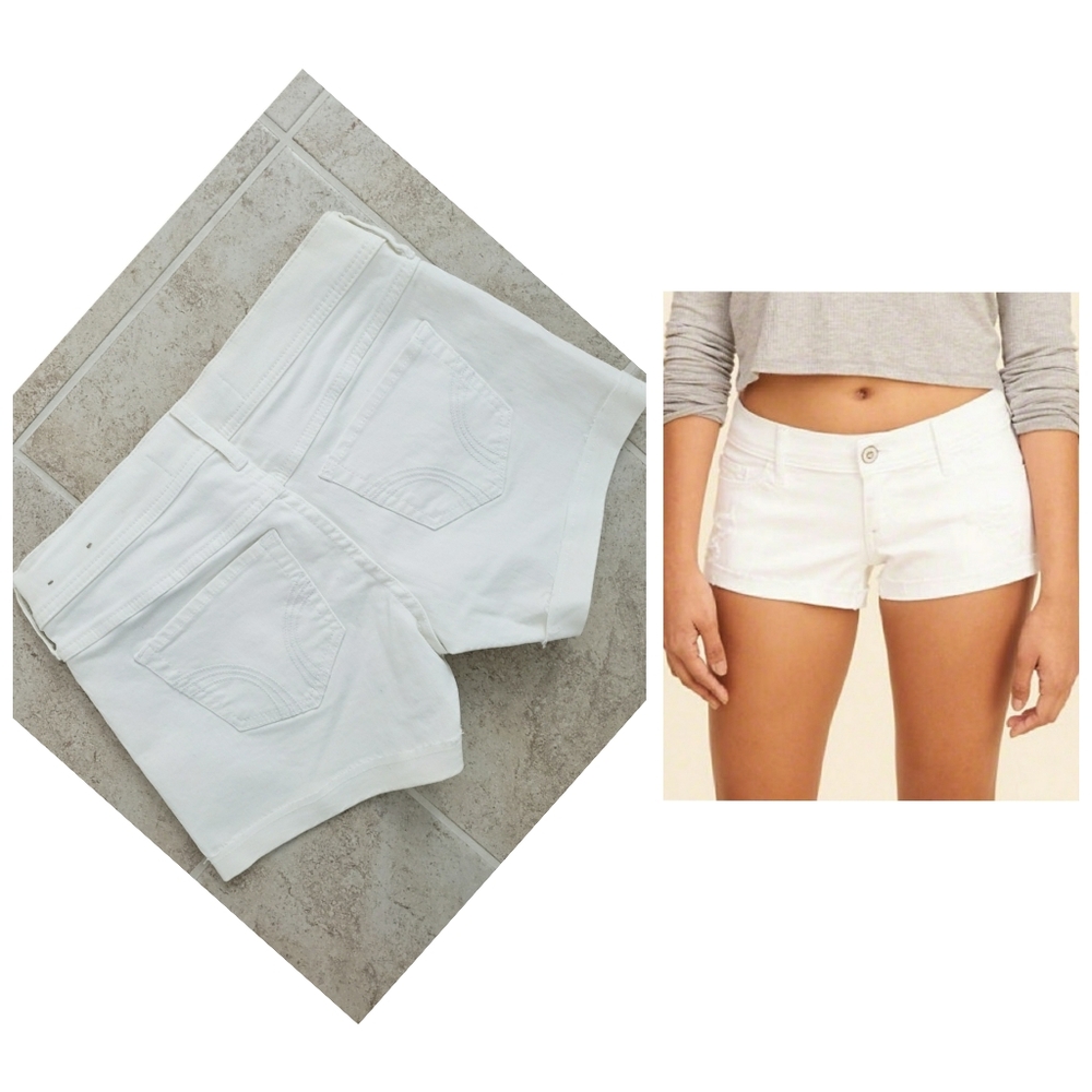 Hollister Women's White Low-Rise Denim Shorts